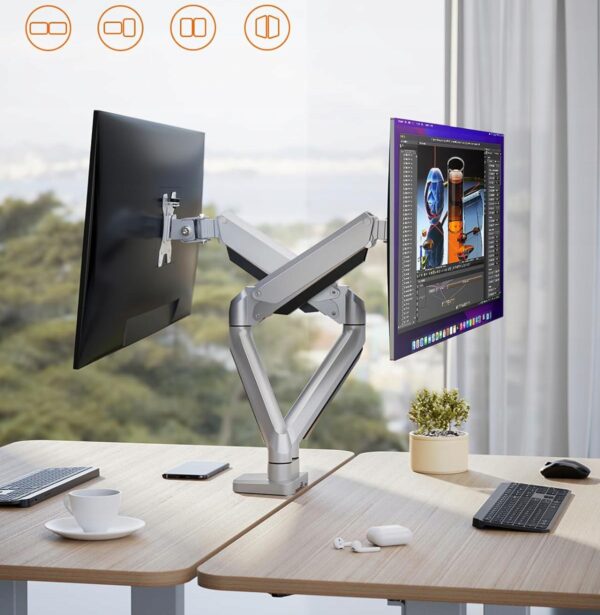 Uchwyt na dwa monitory ErGear EGDS8, 13”-32”, VESA 100/75 mm, do 8 kg - obrazek 2