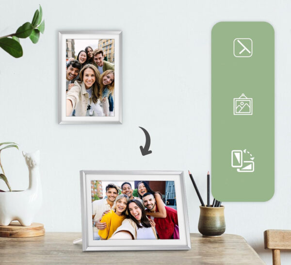 Ramka cyfrowa WiFi Apveelveer AVE-107 10.1" 32GB IPS, Frameo, srebrna - obrazek 6