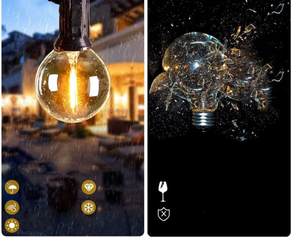 Yuucio LED string lights, G40, 75+2 plastikowe żarówki, 45 metrów - obrazek 4