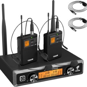 Bezprzewodowa mikrofonowa systema TONOR R23166 zestaw dwóch mikrofonów z odbiornikiem idealny do karaoke i prezentacji