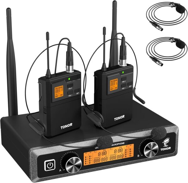 Bezprzewodowa mikrofonowa systema TONOR R23166 zestaw dwóch mikrofonów z odbiornikiem idealny do karaoke i prezentacji