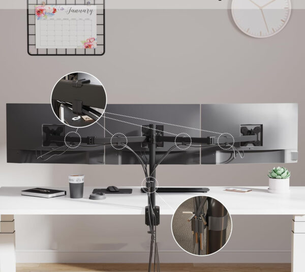 Stojak na trzy monitory BONTEC MDM003, 13-24'', do 10 kg uchwyt biurkowy z regulacją wysokości - obrazek 4
