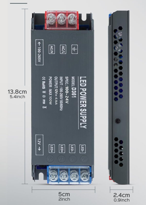 Transformator mocy 24 V, 230 V, 100 W zasilacz BRIMETI D361 do urządzeń elektronicznych - obrazek 2