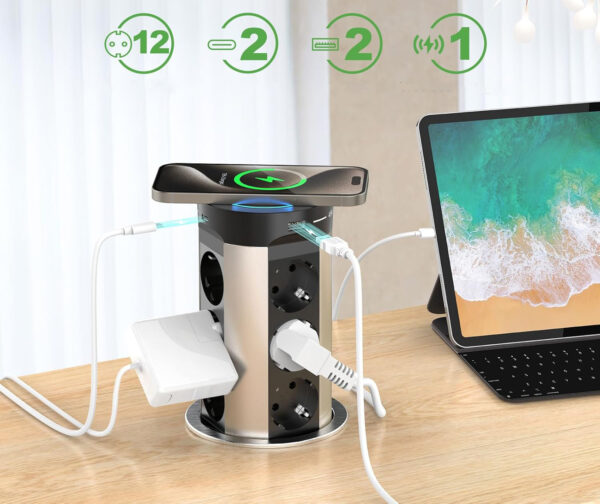 Gniazdo uchylne HANNELORE, 16 A, USB, 12-stykowe, 15 W, kabel 2M - obrazek 4