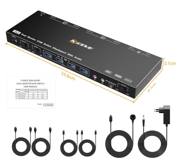 Przełącznik KVM Dual DP (KC-KVM202DPU) switch komputerowy z podwójnym wyświetlaczem - obrazek 4