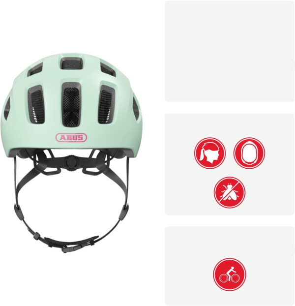 Kask ABUS S 48-54 cm mrożona mięta dla dzieci i dorosłych z LED i regulacją - obrazek 3
