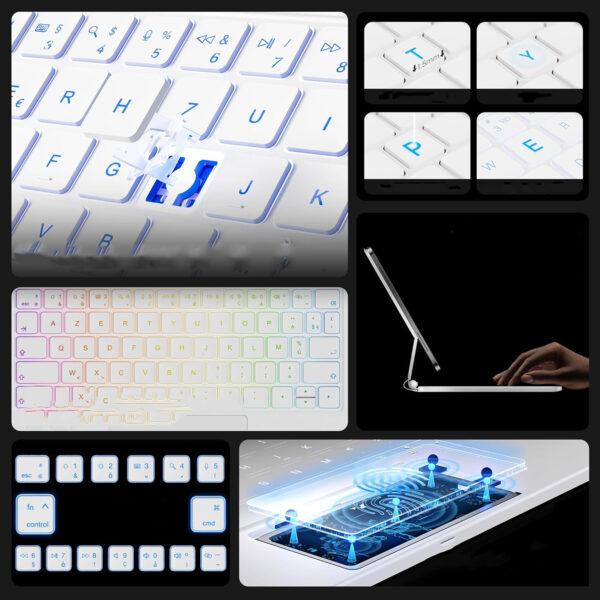 Używany Etui z klawiaturą nimin do iPada 11/10.9 generacji, AZERTY Bluetooth - obrazek 5