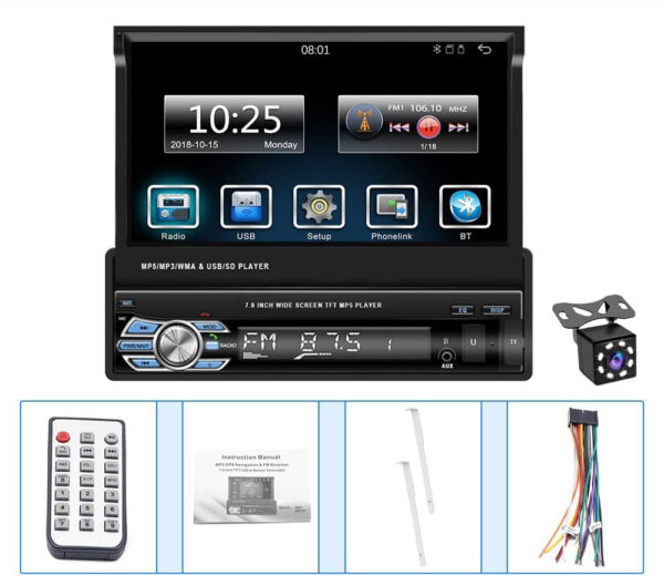 UŻYWANY Radio samochodowe Hikity 1DIN 7", BT, USB, FM, AUX, Mirror Link - obrazek 7