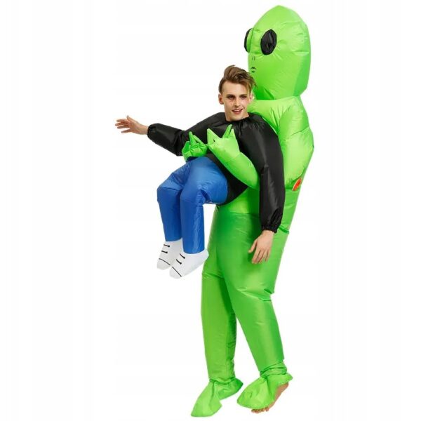 Nadmuchiwany kostium kosmity zielony strój kosmity śmieszny kostium na imprezy halloween cosplay dla dorosłych - obrazek 4