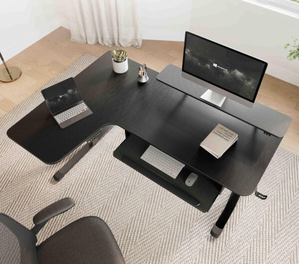 Regulowane biurko narożne EUREKA ERGONOMIC ERK-L60L-B-PRO-EU 155x110 cm - obrazek 8