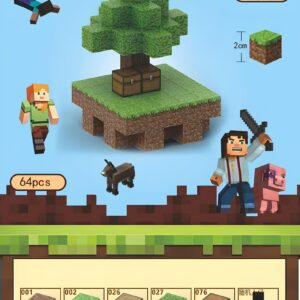 Klocki konstrukcyjne magnetycznt Minecraft 64 elementy +2 losowe figrurki