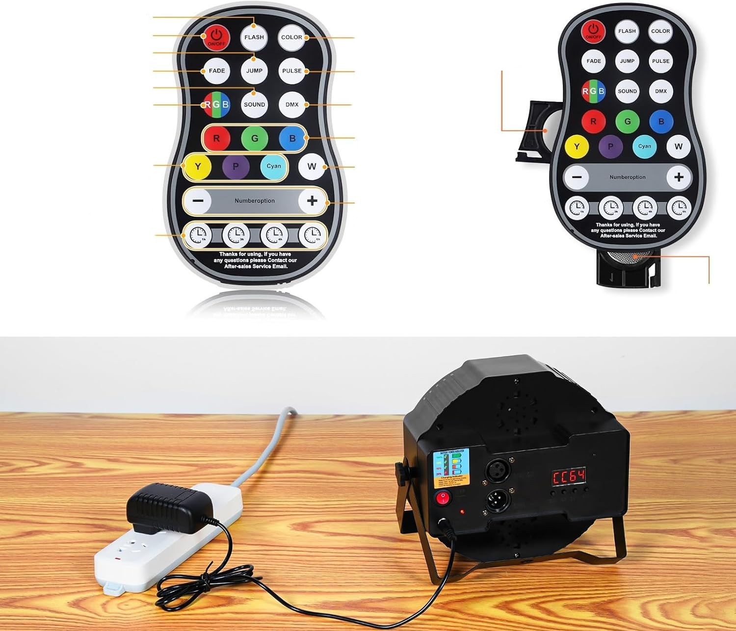 Lampy LED Disco RGB ZQ01104 oświetlenie dyskotekowe 7 trybów zestaw 4 szt. - obrazek 5
