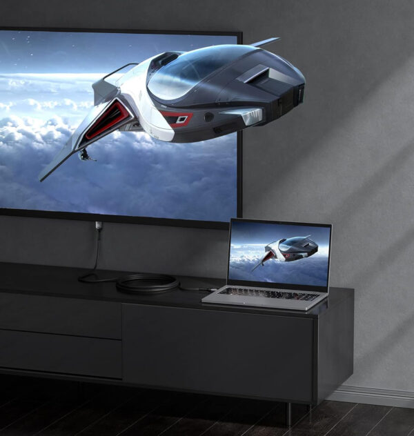 Kabel światłowodowy JSAUX HDMI 2.1 15 metrów szybki kabel HDMI do przesyłu obrazu 8K i dźwięku bez opóźnień na duże odległości - obrazek 4