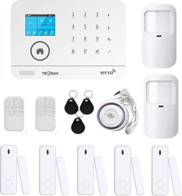 Bezprzewodowy alarm domowy TECPEAK A4-KIT RFID WiFi/GSM system zabezpieczeń do domu z pilotem