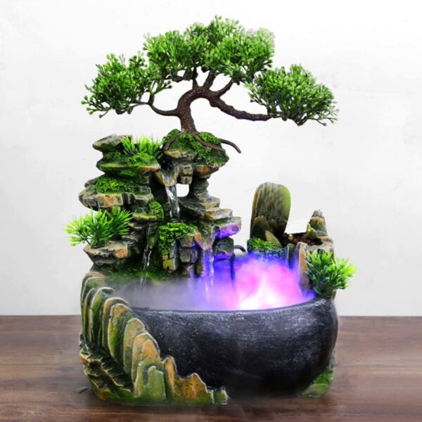 Fontanna Waterfall Decor LED 20 x 20 x 13 cm dekoracyjna fontanna z podświetleniem Ejoyous - obrazek 2