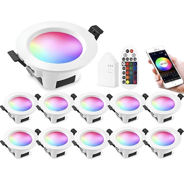 Zestaw 10 inteligentnych lamp LED RGB GEYUEYA Bluetooth 5W 350 lm - obrazek 2