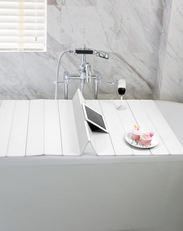 Składana półka do wanny QWORK WD10919 biały PVC 170x75 cm do łazienki - obrazek 6