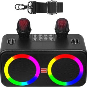 Przenośny system karaoke BONAOK Bluetooth USB z mikrofonem bezprzewodowym i efektami dźwiękowymi, do imprez domowych
