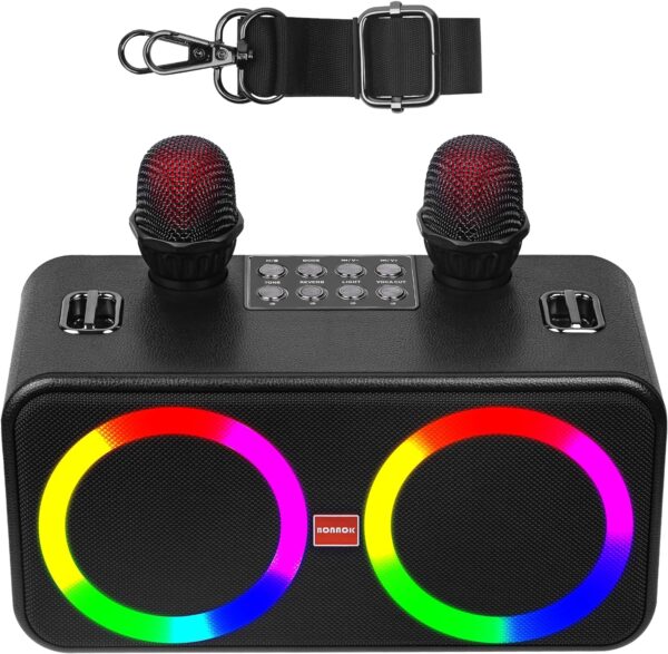 Przenośny system karaoke BONAOK Bluetooth USB z mikrofonem bezprzewodowym i efektami dźwiękowymi, do imprez domowych