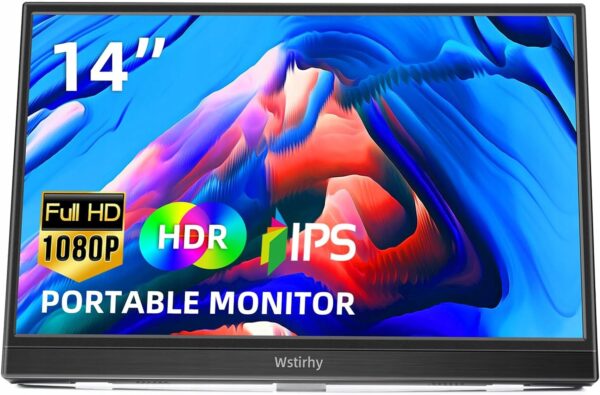 Przenośny monitor Wstirhy 14'' 1920x1080p IPS ekran matowy monitor dodatkowy do laptopa i konsoli