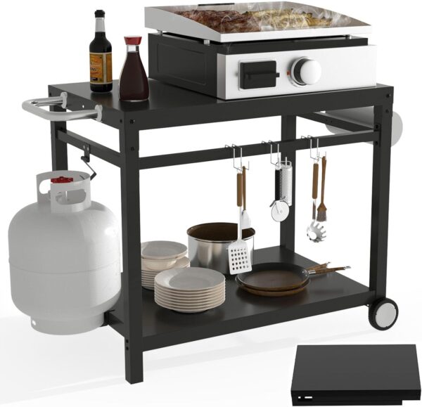 Stół do grilla ze stali nierdzewnej WELL GRILL, nośność 65 kg, czarny