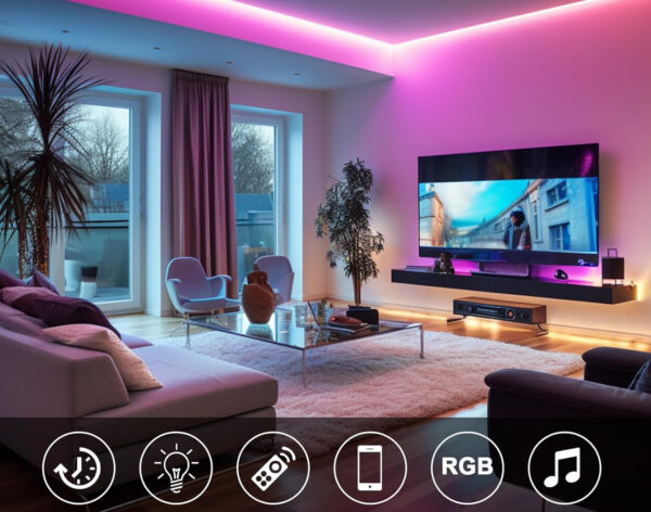 Taśma LED BAGZY Wielokolorowa 10 m IP65 220V z pilotem do dekoracji zewnętrznej wodoodporna taśma RGB - obrazek 5
