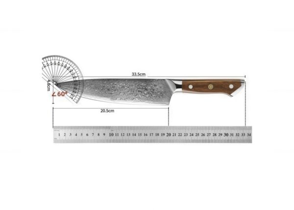 Nóż DMS-702 do szefa z materiału VG-10 335 mm profesjonalny nóż kuchenny szefa kuchni z ostrzem VG-10 i ergonomiczną rękojeścią - obrazek 2