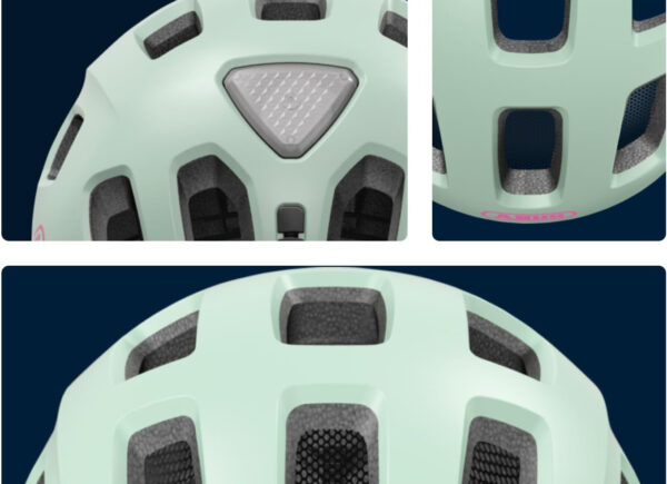 Kask ABUS S 48-54 cm mrożona mięta dla dzieci i dorosłych z LED i regulacją - obrazek 2