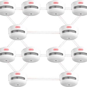 Bezprzewodowy czujnik dymu X-Sense XS01-WR, zestaw 12 szt z alarmem dźwiękowym i bezprzewodowym połączeniem