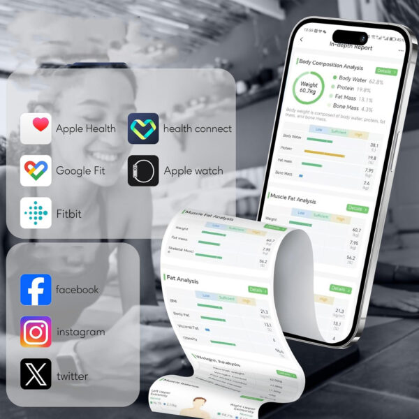 Waga do ciała Arboleaf, model Bluetooth z 8 elektrodami, wysoka precyzja - obrazek 4
