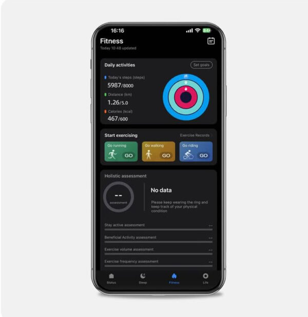 Smart pierścień fitness AMOVAN rozmiar 7 czarny tracker snu/pulsu/tlenu - obrazek 3