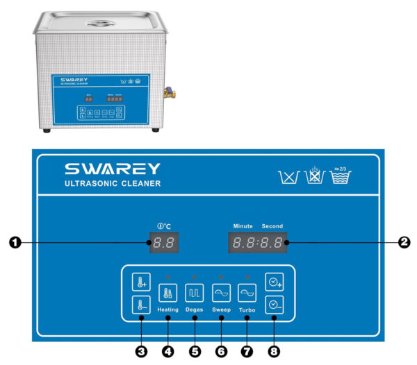 Cyfrowy ultradźwiękowy środek czyszczący SWAREY 15L 360W do czyszczenia narzędzi i części precyzyjnych - obrazek 2