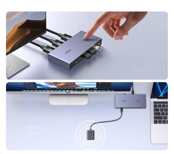 Przełącznik KVM UGREEN CM695 DisplayPort 8K z 4 Portami USB i Kablowymi - obrazek 4