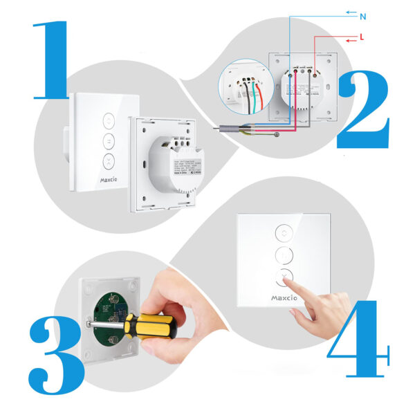 Przełącznik do żaluzji WiFi IP20 600W 240V Maxcio inteligentny POWYSTAWOWY - obrazek 4