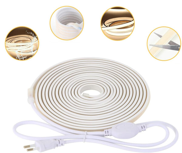 Taśma LED COB 230V 10 m pcning 4000K biała wodoszczelna IP67 z wtyczką - obrazek 5