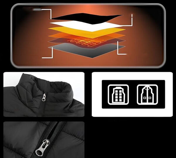 Kamizelka podgrzewana Seenew 15000mAh unisex, rozmiar XXL, czarna - obrazek 2