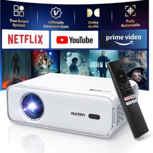 Kino domowe Aurzen 4K 1920 x 1080 Full HD 1080P 60 W projektor z WiFi Bluetooth do filmów i gier
