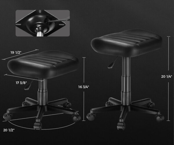 EUREKA ERGONOMIC taboret biurowy regulowany 35-43 cm obrotowy 360° czarny - obrazek 9