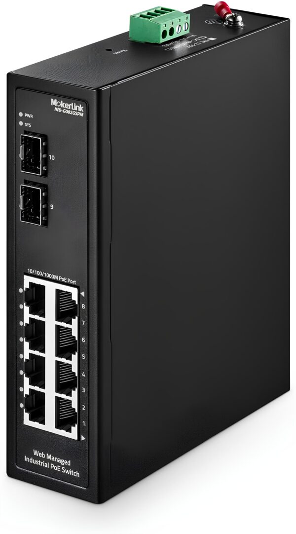 Przełącznik 8-portowy MokerLink PoE DIN-Rail IND-G082GSPM 2 porty SFP IP40