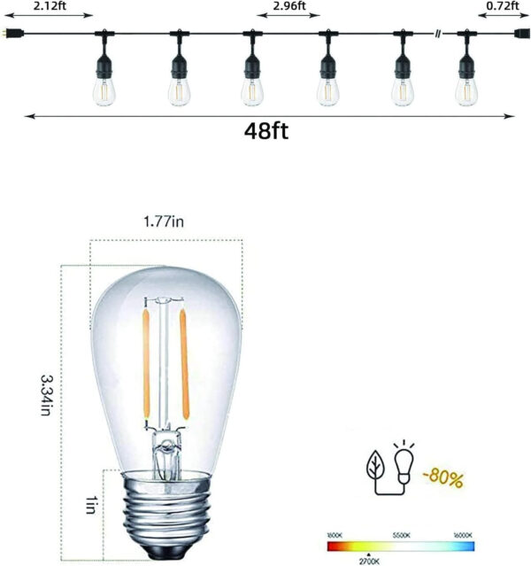 Svater Oświetlenie ogrodowe LED 96FT, IP65, 2700K ciepła biel, 2 opak. - obrazek 4