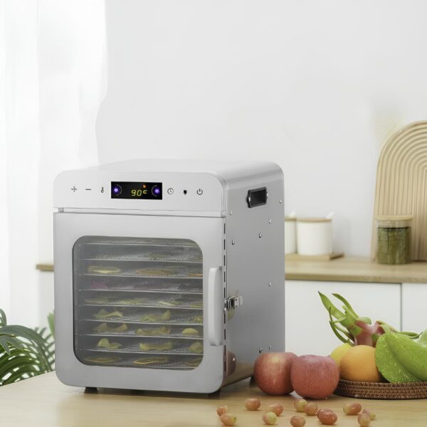 Dehydrator do suszenia owoców RESTEQ, 400 W, 10 półek, stal nierdzewna - obrazek 7