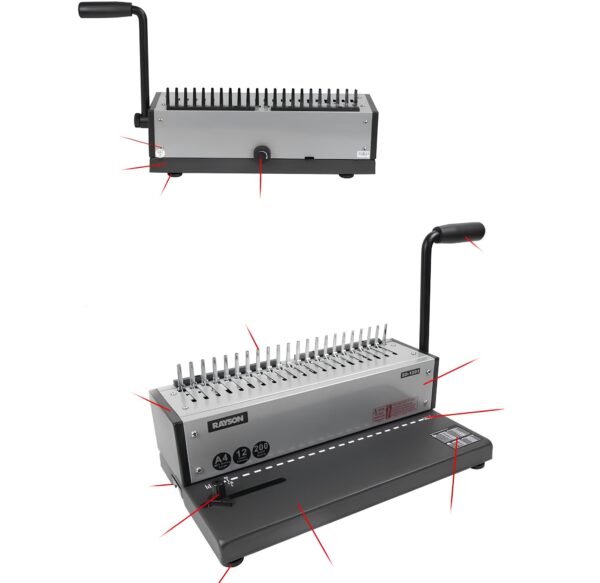 Bindownica grzebieniowa RAYSON SD-1201, 21 otworów, 200 arkuszy, Nie zestaw - obrazek 2