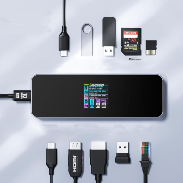 Inteligentny koncentrator USB-C DOCKASE DPR10P 10w1 stacja dokująca HDMI Ethernet SD PD dla laptopa - obrazek 4