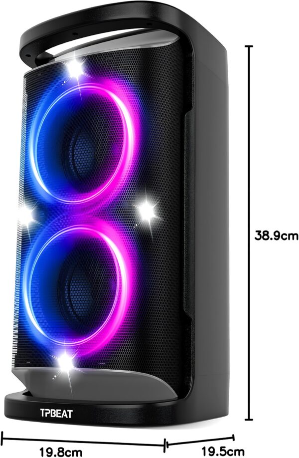 Głośnik TPBEAT TP-PT-01 Bluetooth 160W z basem, światłami LED i mikrofonem - obrazek 2