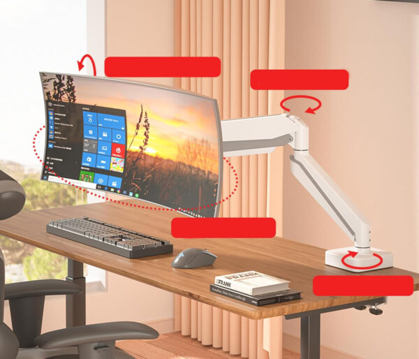 Biały uchwyt HILLPORT A9W na monitor 13-49 cali, 20 kg, VESA 75/100 mm - obrazek 3