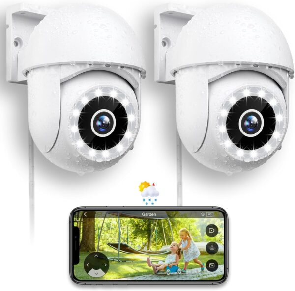 Zewnętrzna smart kamera Menborn G12, 2.5K/4MP, 360°, nocne LED, 2 szt