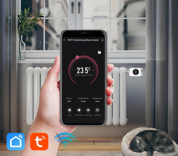 Zestaw 3 termostatów WiFi SALCAR TRV801W Alexa/Google Tuya bez bramki Powystawowy - obrazek 7
