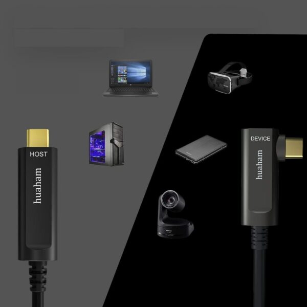 Huaham Fibre Optic USB C do kabla USB C Kabel w prawo 10 m długości transmisji Slim Slim 3,1 - obrazek 3