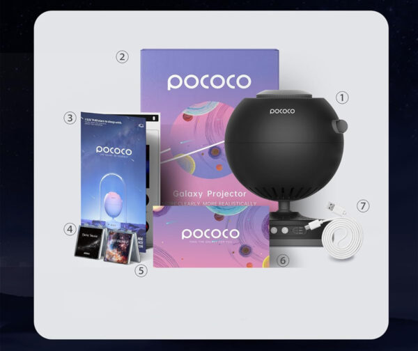 Projektor gwiazd POCOCO Galaxy Lite, projektor gwiaździstego nieba, czarny - obrazek 6