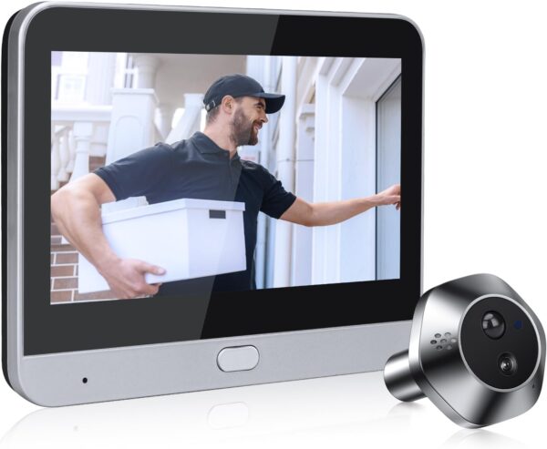 Dzwonek WiFi z kamerą i ekranem 4,3" kolorowym, szeroki kąt 120°, sensor PIR